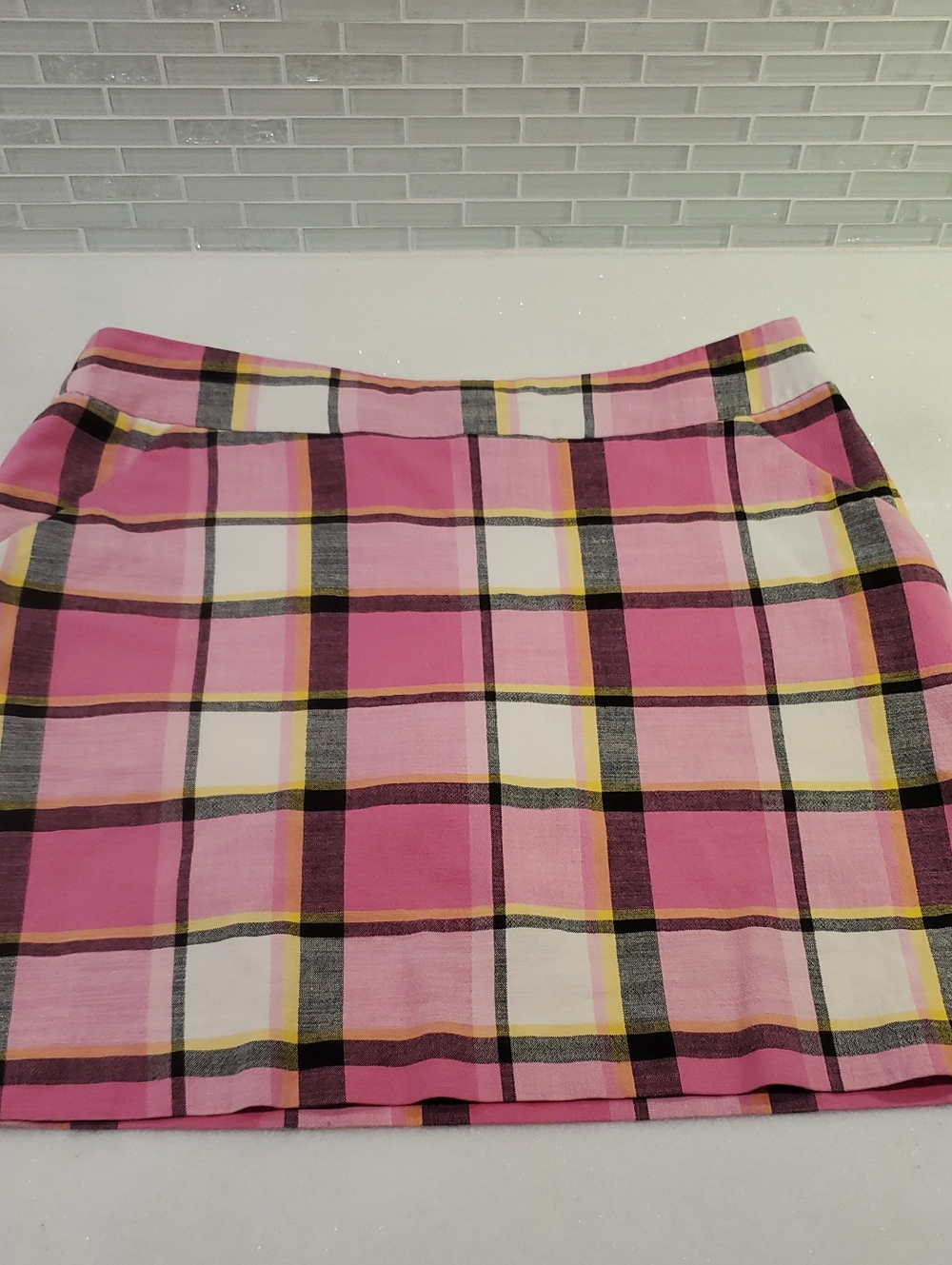 Loudmouth Ladies Golf Strawberry Pink Plaid Skort -Skirt Women's Size 6